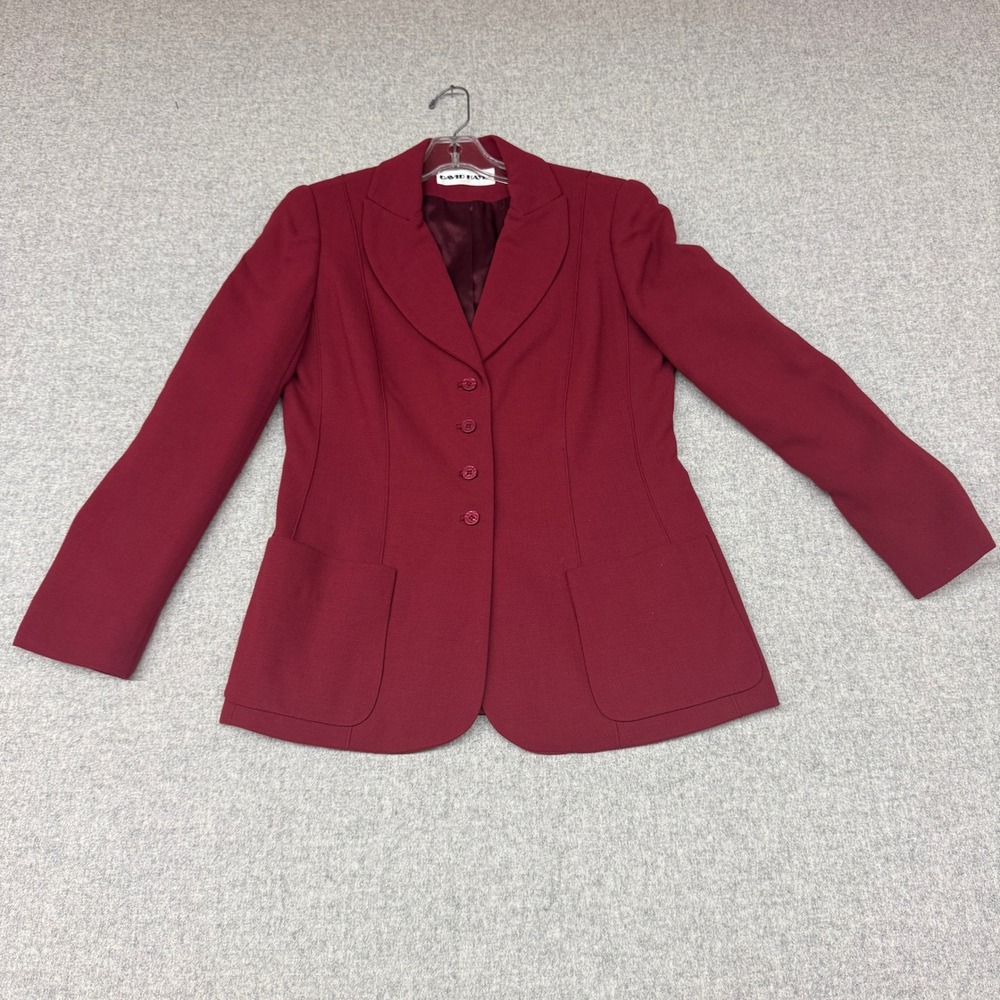 David Hayes Blazer Jacket Size 4 Burgundy Red 4-Button Front Patch Pockets USA